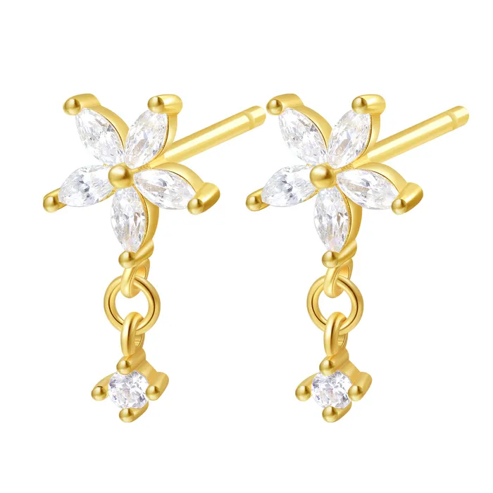Earrings Hey Happiness Daisy Drop Stud Earrings Sterling Silver Gold