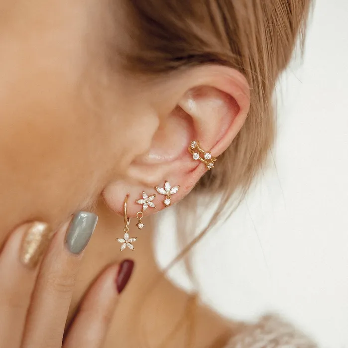 Earrings Hey Happiness Daisy Drop Stud Earrings Sterling Silver Gold