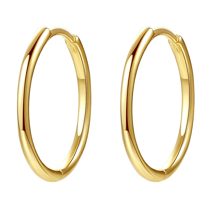 Earrings Hey Happiness Slim Hoop Earrings Sterling Silver Gold