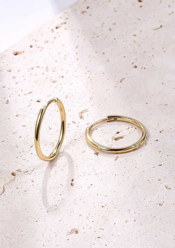 Earrings Hey Happiness Slim Hoop Earrings Sterling Silver Gold Earrings Hey Happiness Slim Hoop Earrings Sterling Silver Gold