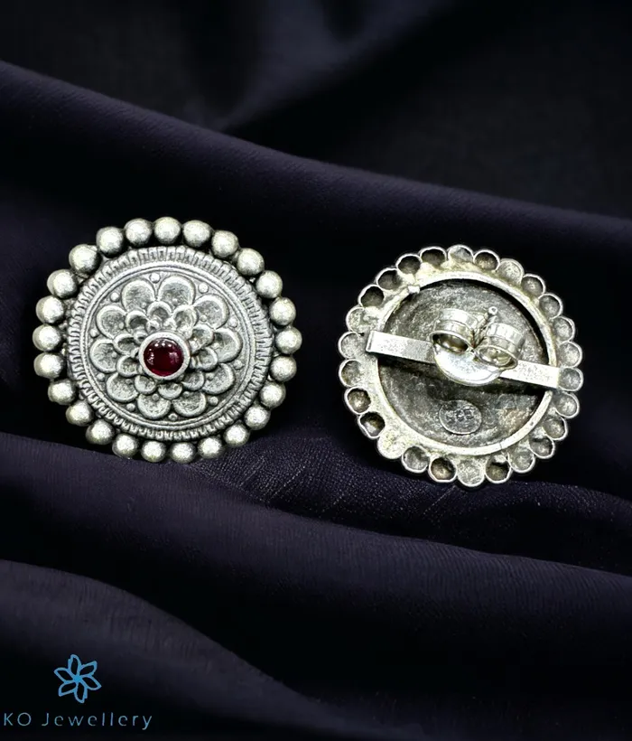 Earrings Kolhapur The Gaurika Silver Earstuds Oxidised Earrings Kolhapur The Gaurika Silver Earstuds Oxidised