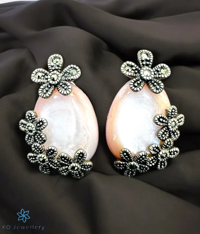 Earrings Marcasite The Ryna Silver Marcasite Necklace Earrings Pearl