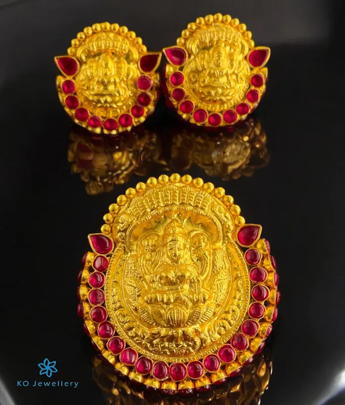 Earrings Silversmith The Abhata Silver Kempu Lakshmi Pendant Earrings