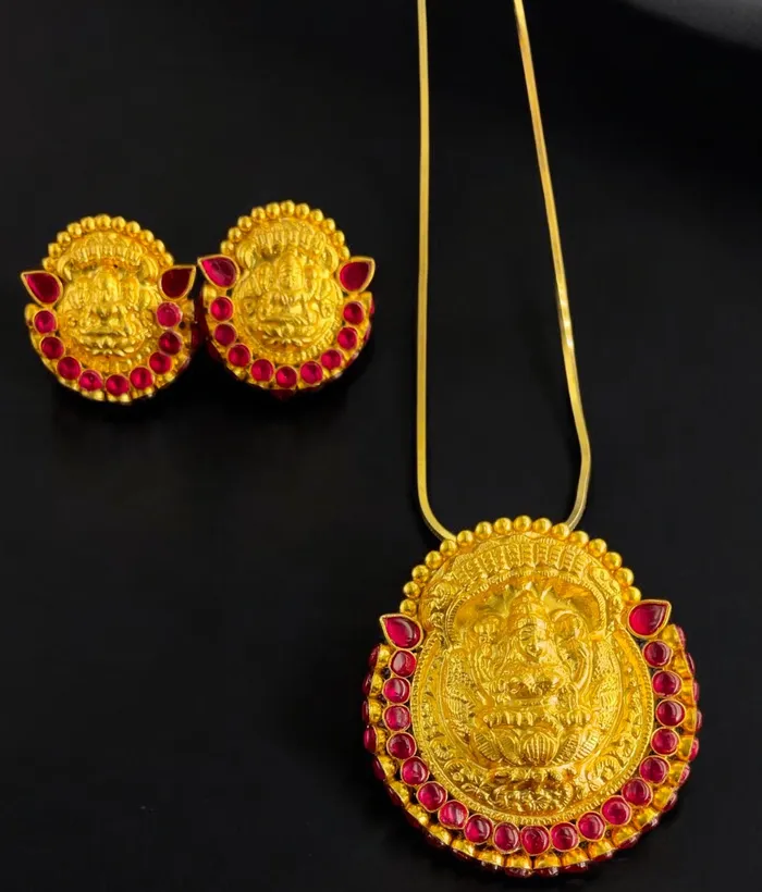 Earrings Silversmith The Abhata Silver Kempu Lakshmi Pendant Earrings