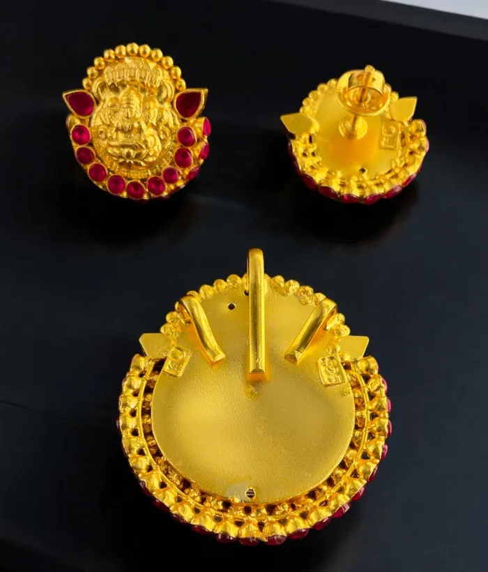 Earrings Silversmith The Abhata Silver Kempu Lakshmi Pendant Earrings
