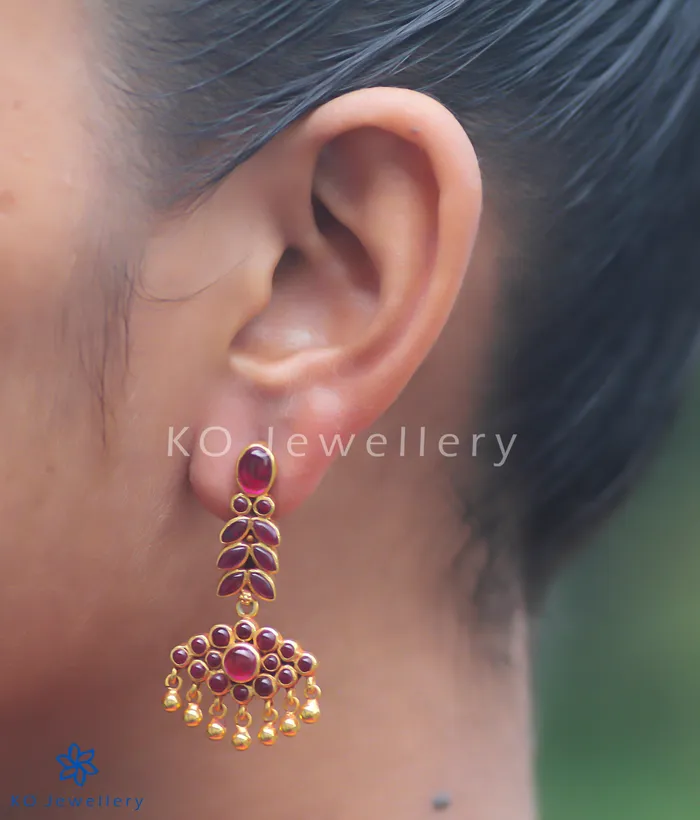 Earrings The Varsha Silver Kempu Earrings Green Silversmith