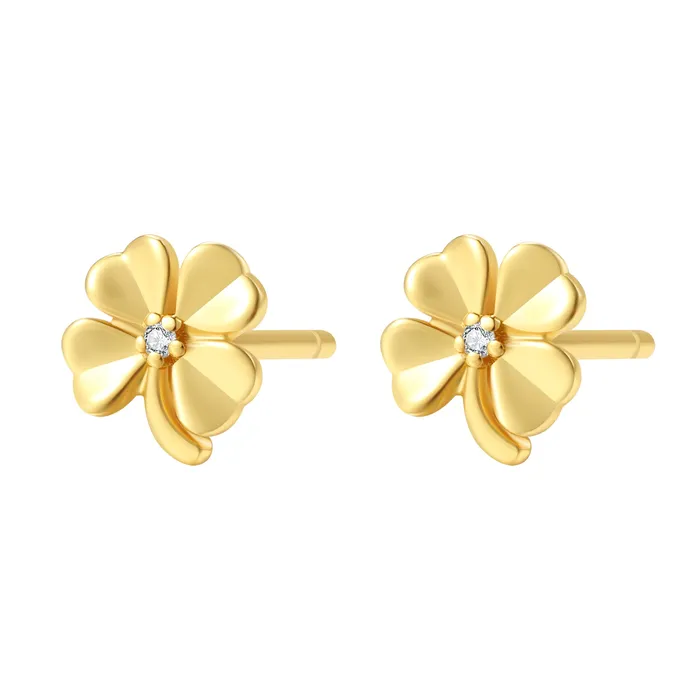 Four Leaf Clover Stud Earrings Sterling Silver Hey Happiness Earrings