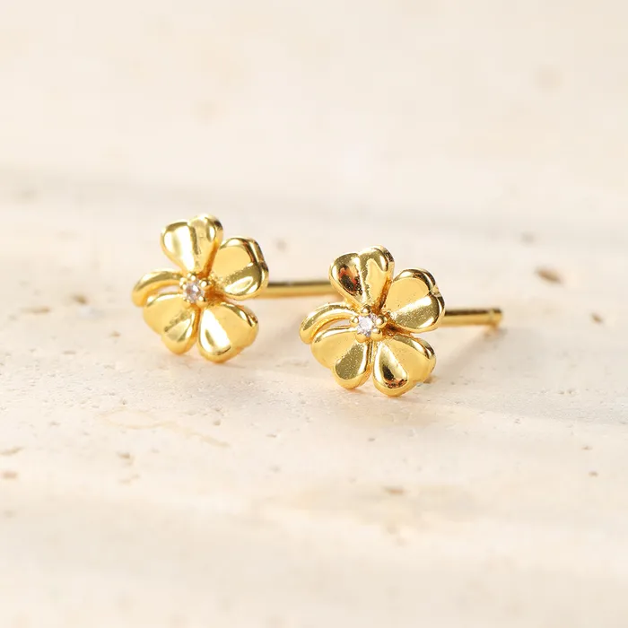 Four Leaf Clover Stud Earrings Sterling Silver Hey Happiness Earrings Four Leaf Clover Stud Earrings Sterling Silver Hey Happiness Earrings