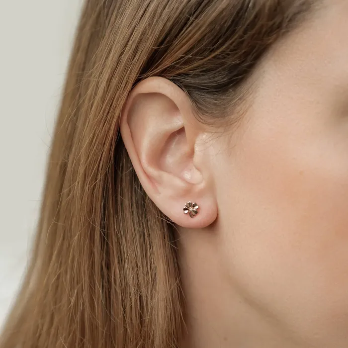 Four Leaf Clover Stud Earrings Sterling Silver Hey Happiness Earrings Four Leaf Clover Stud Earrings Sterling Silver Hey Happiness Earrings
