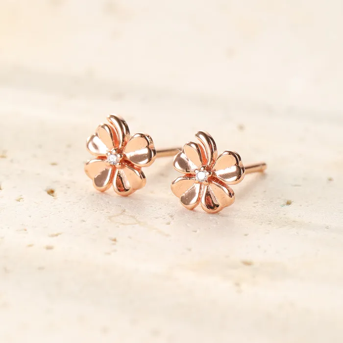 Four Leaf Clover Stud Earrings Sterling Silver Hey Happiness Earrings Four Leaf Clover Stud Earrings Sterling Silver Hey Happiness Earrings