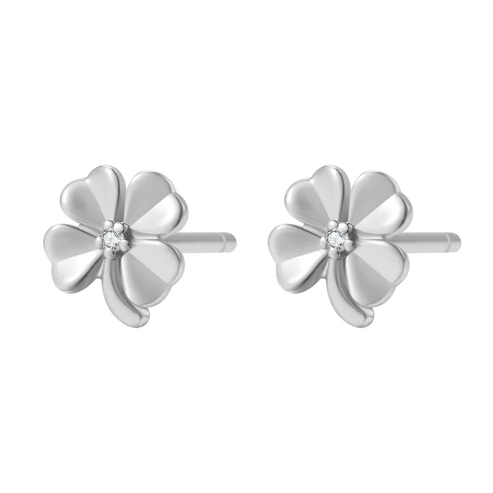 Four Leaf Clover Stud Earrings Sterling Silver Hey Happiness Earrings Four Leaf Clover Stud Earrings Sterling Silver Hey Happiness Earrings