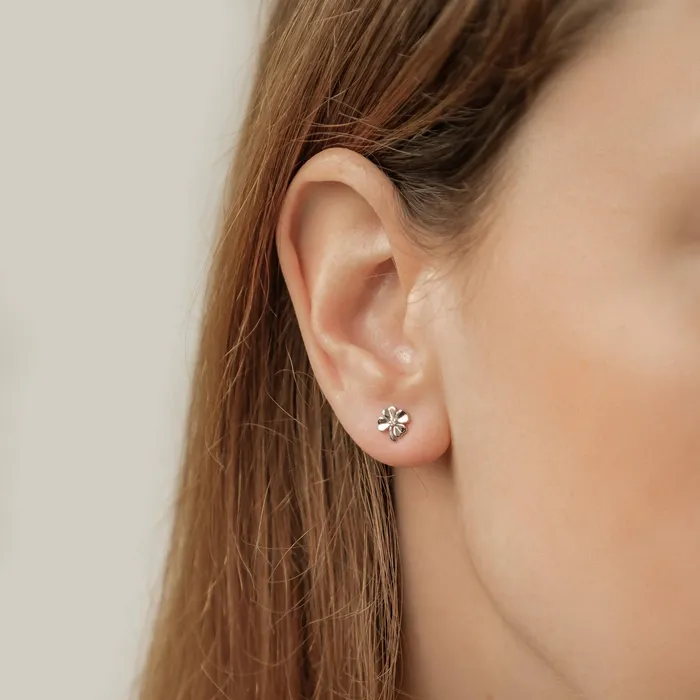 Four Leaf Clover Stud Earrings Sterling Silver Hey Happiness Earrings Four Leaf Clover Stud Earrings Sterling Silver Hey Happiness Earrings