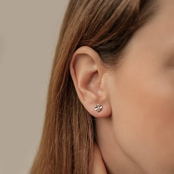 Four Leaf Clover Stud Earrings Sterling Silver Hey Happiness Earrings Four Leaf Clover Stud Earrings Sterling Silver Hey Happiness Earrings