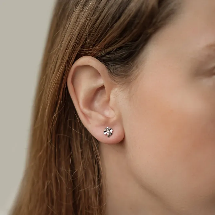Four Leaf Clover Stud Earrings Sterling Silver Hey Happiness Earrings Four Leaf Clover Stud Earrings Sterling Silver Hey Happiness Earrings
