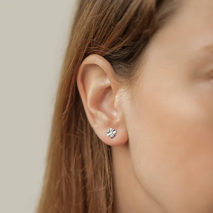Four Leaf Clover Stud Earrings Sterling Silver Hey Happiness Earrings Four Leaf Clover Stud Earrings Sterling Silver Hey Happiness Earrings