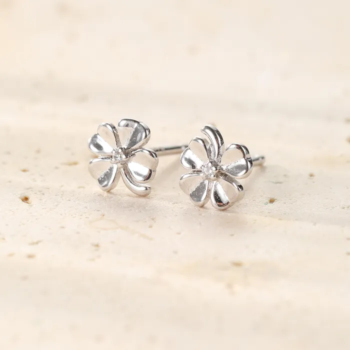 Four Leaf Clover Stud Earrings Sterling Silver Hey Happiness Earrings Four Leaf Clover Stud Earrings Sterling Silver Hey Happiness Earrings