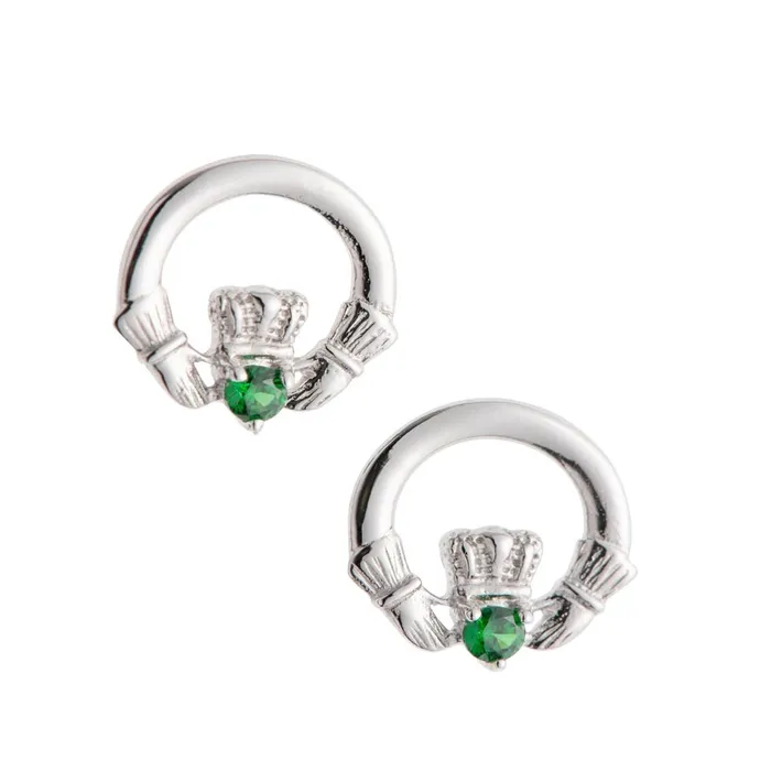 Galway Earrings Galway Green Crystal Claddagh Earrings 098 Gms Rhodium Plated Sterling Silver Galway Earrings Galway Green Crystal Claddagh Earrings 098 Gms Rhodium Plated Sterling Silver