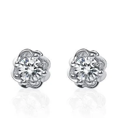 GB 15 Ct Round Natural Earth Mined Diamond Stud Earring 14K White Gold New Earrings GB 15 Ct Round Natural Earth Mined Diamond Stud Earring 14K White Gold New Earrings