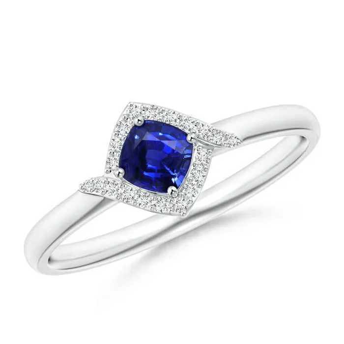 GB 225 Carats Ceylon Sapphire And Natural Earth Mined Diamond Promise Ring White Gold 14K Rings GB 225 Carats Ceylon Sapphire And Natural Earth Mined Diamond Promise Ring White Gold 14K Rings