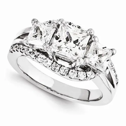 GB 4 Carats Natural Earth Mined Diamond Engagement Fancy Three Stone Ring New Rings GB 4 Carats Natural Earth Mined Diamond Engagement Fancy Three Stone Ring New Rings