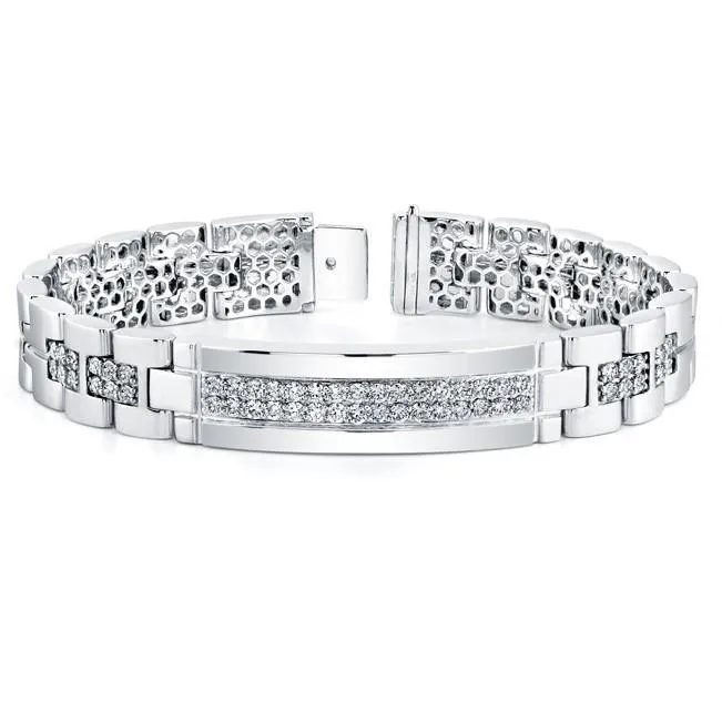GB Bracelets 11 Carats Round Cut Mens Natural Earth Mined Diamond Bracelet White Gold 14K GB Bracelets 11 Carats Round Cut Mens Natural Earth Mined Diamond Bracelet White Gold 14K