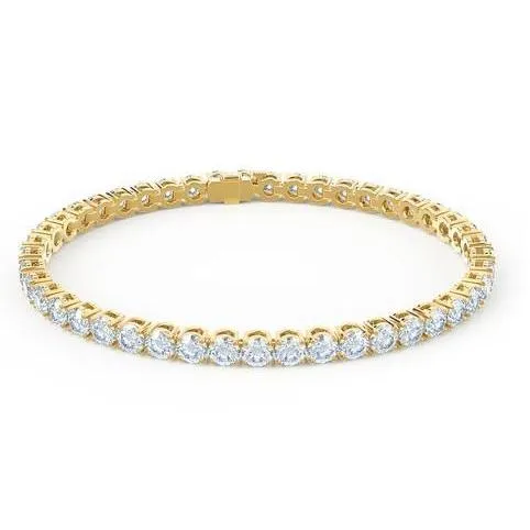 GB Bracelets 14K Yellow Gold Round Cut 9 Carats Natural Earth Mined Diamonds Tennis Bracelet New GB Bracelets 14K Yellow Gold Round Cut 9 Carats Natural Earth Mined Diamonds Tennis Bracelet New