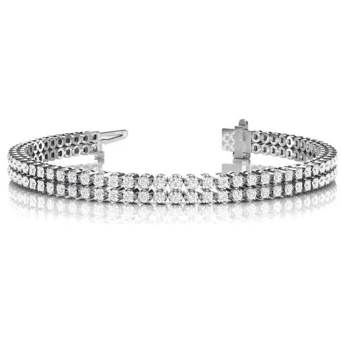 GB Bracelets 630 Carats Sparkling Round Cut Double Row Real Natural Earth Mined Diamonds Bracelet WG 14K GB Bracelets 630 Carats Sparkling Round Cut Double Row Real Natural Earth Mined Diamonds Bracelet WG 14K