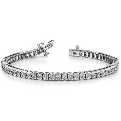 GB Bracelets Round Natural Earth Mined Diamond Tennis Bracelet White Gold Jewelry 9 Carats