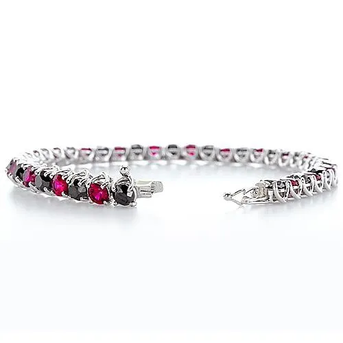 GB Bracelets Ruby Black Natural Earth Mined Diamond Tennis Bracelet Prong Set 1170 Carats GB Bracelets Ruby Black Natural Earth Mined Diamond Tennis Bracelet Prong Set 1170 Carats