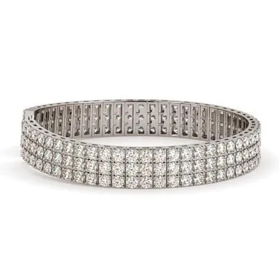 GB Bracelets Sparkling Triple Row 1250 Ct Natural Earth Mined Diamonds Tennis Bracelet White Gold GB Bracelets Sparkling Triple Row 1250 Ct Natural Earth Mined Diamonds Tennis Bracelet White Gold