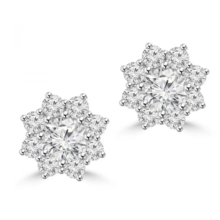 GB Earrings 450 Carats Round Cut Natural Earth Mined Diamonds Star Shape Studs Earrings White Gold GB Earrings 450 Carats Round Cut Natural Earth Mined Diamonds Star Shape Studs Earrings White Gold