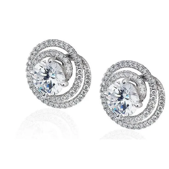 GB Earrings Round Cut Sparkling 276 Carats Real Natural Earth Mined Diamond Lady Stud Earrings Halo GB Earrings Round Cut Sparkling 276 Carats Real Natural Earth Mined Diamond Lady Stud Earrings Halo