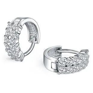 GB Earrings Sparkling Brilliant Cut 360 Ct Natural Earth Mined Diamonds Hoop Earrings White Gold 14K GB Earrings Sparkling Brilliant Cut 360 Ct Natural Earth Mined Diamonds Hoop Earrings White Gold 14K
