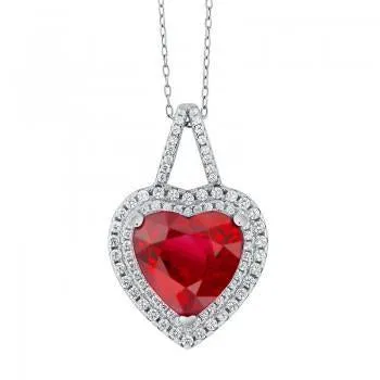 GB Necklaces 285 Carats Heart Cut Red Ruby With Natural Earth Mined Diamond Pendant Gold Jewelry GB Necklaces 285 Carats Heart Cut Red Ruby With Natural Earth Mined Diamond Pendant Gold Jewelry