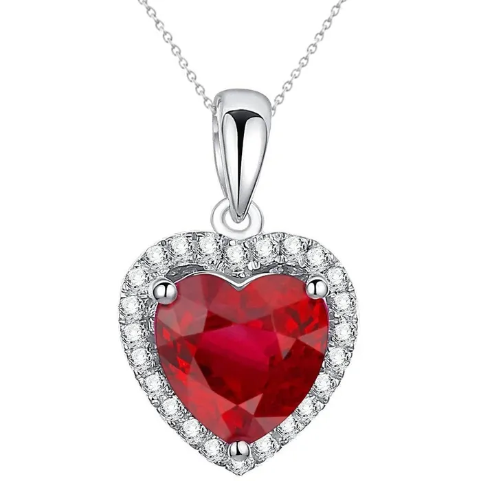 GB Necklaces 325 Carats Ruby And Natural Earth Mined Diamond Necklace Pendant White Gold 14K GB Necklaces 325 Carats Ruby And Natural Earth Mined Diamond Necklace Pendant White Gold 14K