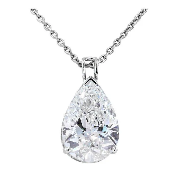 GB Necklaces White Gold Pear Cut Natural Earth Mined Diamond Ladies Solitaire Pendant Jewelry 2 Ct GB Necklaces White Gold Pear Cut Natural Earth Mined Diamond Ladies Solitaire Pendant Jewelry 2 Ct