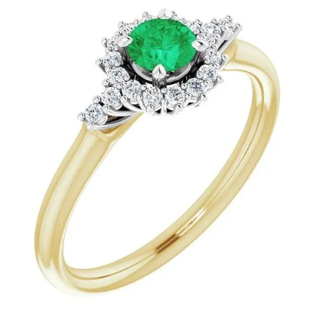 GB Rings 150 Carats Natural Earth Mined Diamond Round Green Emerald Ring Two Tone Gold 14K GB Rings 150 Carats Natural Earth Mined Diamond Round Green Emerald Ring Two Tone Gold 14K