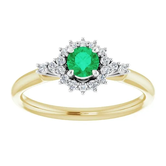 GB Rings 150 Carats Natural Earth Mined Diamond Round Green Emerald Ring Two Tone Gold 14K GB Rings 150 Carats Natural Earth Mined Diamond Round Green Emerald Ring Two Tone Gold 14K