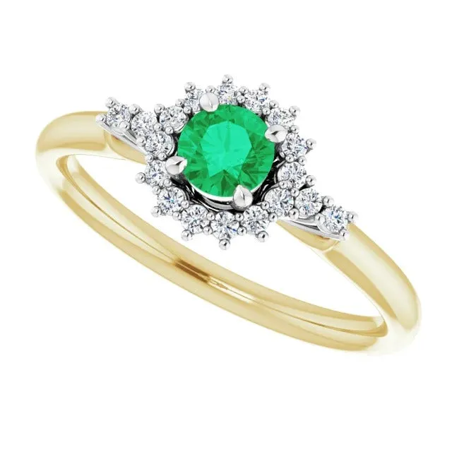 GB Rings 150 Carats Natural Earth Mined Diamond Round Green Emerald Ring Two Tone Gold 14K GB Rings 150 Carats Natural Earth Mined Diamond Round Green Emerald Ring Two Tone Gold 14K