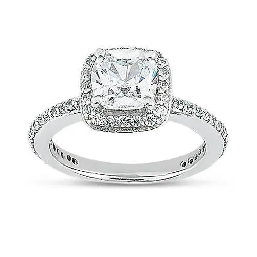 GB Rings 175 Ct Cushion Round Natural Earth Mined Diamond Halo Ring