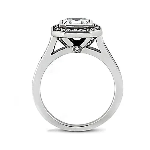GB Rings 1 Carat Bezel Asscher Natural Earth Mined Diamond Halo Ring GB Rings 1 Carat Bezel Asscher Natural Earth Mined Diamond Halo Ring