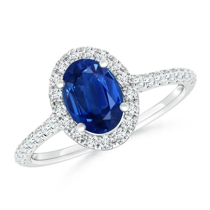 GB Rings 2 Carat Blue Sapphire Natural Earth Mined Diamond Ring