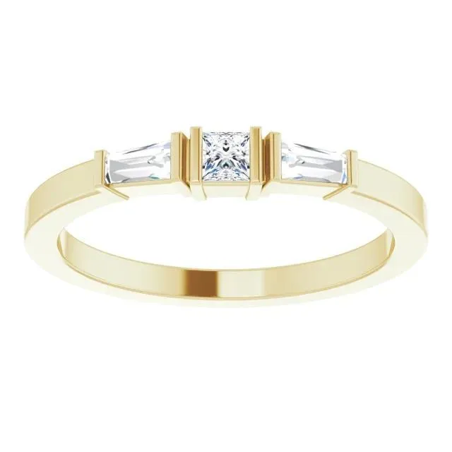 GB Rings 3 Stone Ring 110 Carats Princess Baguette Natural Earth Mined Diamonds Yellow Gold 14K GB Rings 3 Stone Ring 110 Carats Princess Baguette Natural Earth Mined Diamonds Yellow Gold 14K