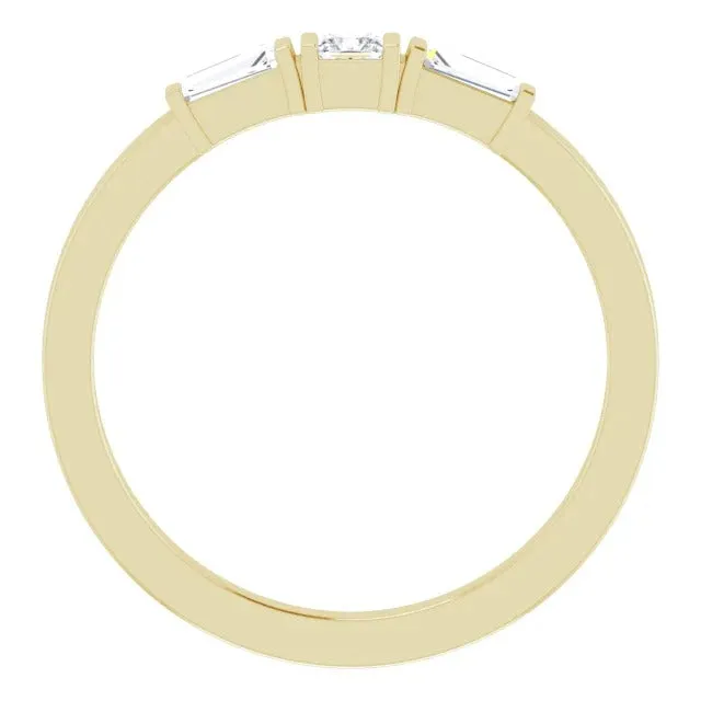 GB Rings 3 Stone Ring 110 Carats Princess Baguette Natural Earth Mined Diamonds Yellow Gold 14K GB Rings 3 Stone Ring 110 Carats Princess Baguette Natural Earth Mined Diamonds Yellow Gold 14K