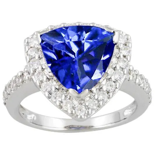 GB Rings 445 Ct Trillion Sri Lankan Sapphire Natural Earth Mined Diamond Ring Solitaire Accents GB Rings 445 Ct Trillion Sri Lankan Sapphire Natural Earth Mined Diamond Ring Solitaire Accents