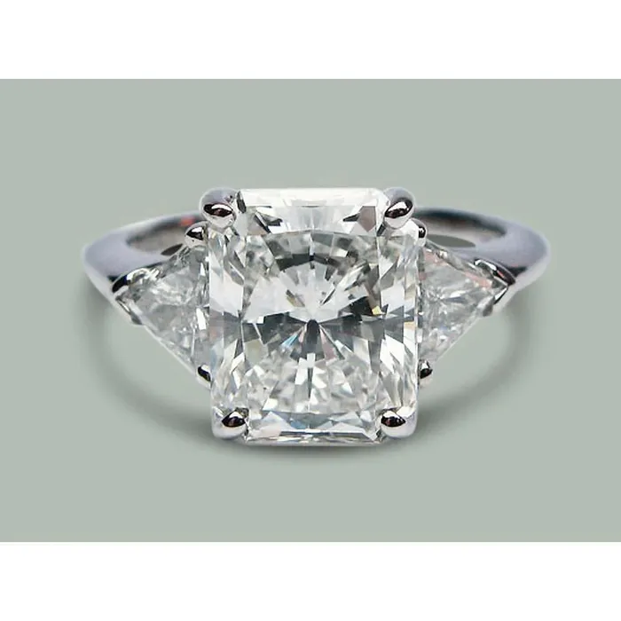 GB Rings Big Radiant Lab Grown Diamond Three Stone Ring