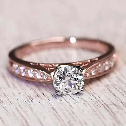 GB Rings Engagement Ring 150 Carats 14K Rose Gold Natural Earth Mined Diamond GB Rings Engagement Ring 150 Carats 14K Rose Gold Natural Earth Mined Diamond