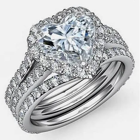 GB Rings Heart And Round Natural Earth Mined Diamond Halo Ring Engagement 775 Carats White Gold GB Rings Heart And Round Natural Earth Mined Diamond Halo Ring Engagement 775 Carats White Gold