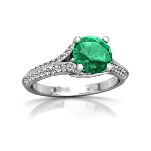 GB Rings Round Cut 320 Ct Green Emerald And Natural Earth Mined Diamonds Wedding Ring Gold White 14K GB Rings Round Cut 320 Ct Green Emerald And Natural Earth Mined Diamonds Wedding Ring Gold White 14K