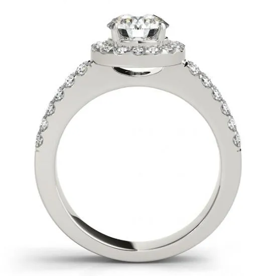 GB Rings Solitaire With Accents Halo Ring 150 Carats Round Natural Earth Mined Diamonds White Gold 14K GB Rings Solitaire With Accents Halo Ring 150 Carats Round Natural Earth Mined Diamonds White Gold 14K